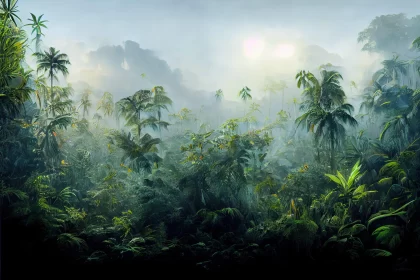 Lush Rainforest: A Panoramic Jungle Painting
