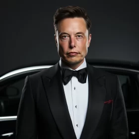 Elon Musk in Tuxedo: A Classic Studio Portraiture AI Image