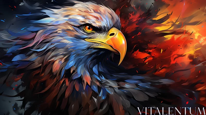 Fiery Eagle Illustration with Intense Color Palette AI Image