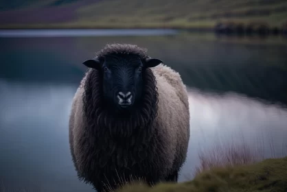 Moody Colored Black Sheep by Calm Lake