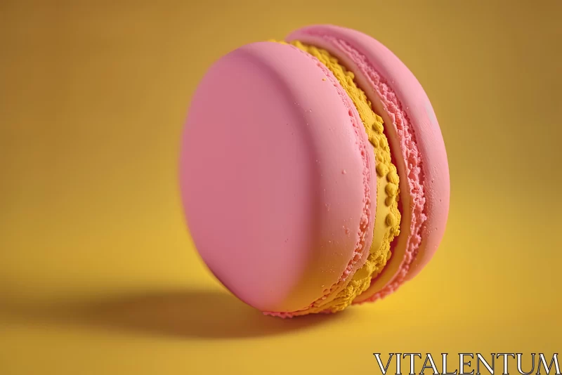 AI ART Pink and Yellow Macaron: A Study in Texture and Shadows