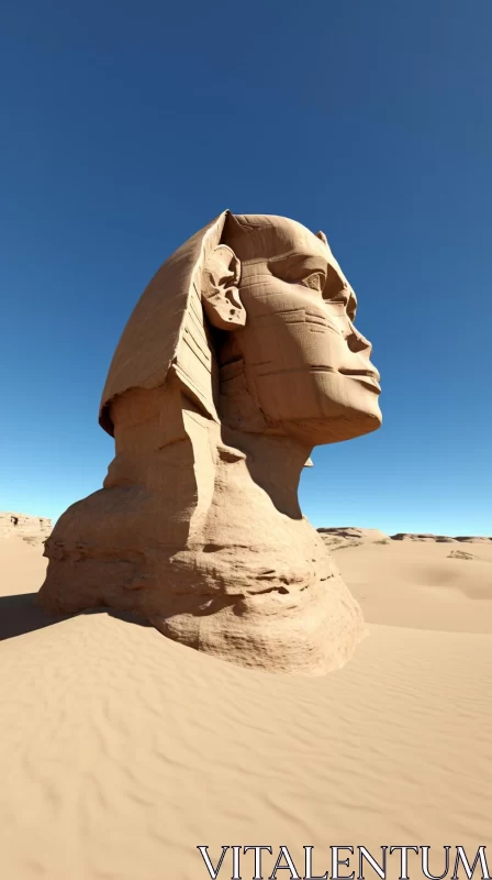 3D Rendering of the Sphinx in the Desert with Expressive Features AI Image