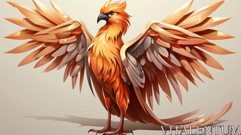 Fantasy Bird Illustration in Golden Hues AI Image