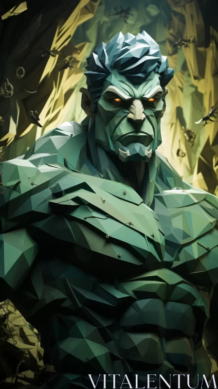 Incredible Hulk in Abstract Low Poly Art AI Image