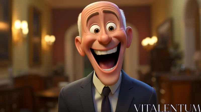 Joyful Animated Man in a Suit - Disney Style Cartoon AI Image