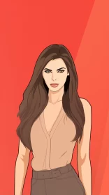 Stunning Animated Portrait of a Woman in Fashion Illustration Style AI Image