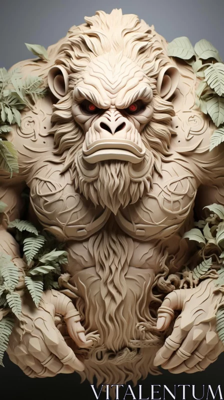 AI ART 3D Clay Gorilla Figure in Rainforest - Intricate Craftsmanship