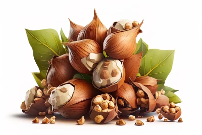 3D Hazelnut Illustration Inspired by Nature and Balinese Art AI Image