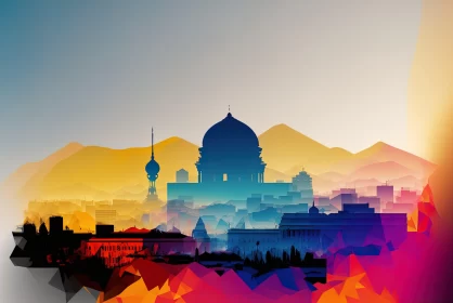 Colorful Spectralist Illustration of a Pakistan City