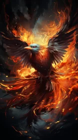 Phoenix Bird in Flames - A Stunning Fantasy Illustration AI Image