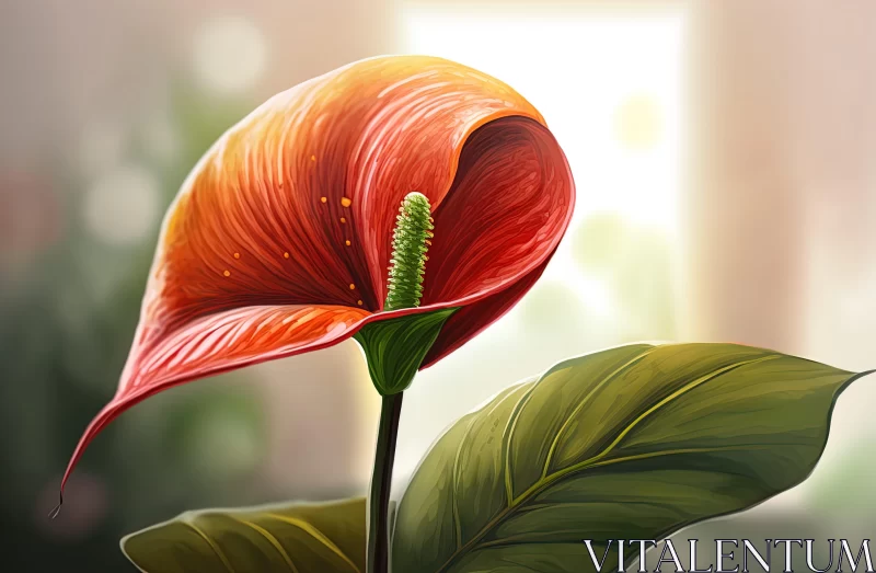 Sunlit Red Flower - A Display of Detailed Character Design AI Image