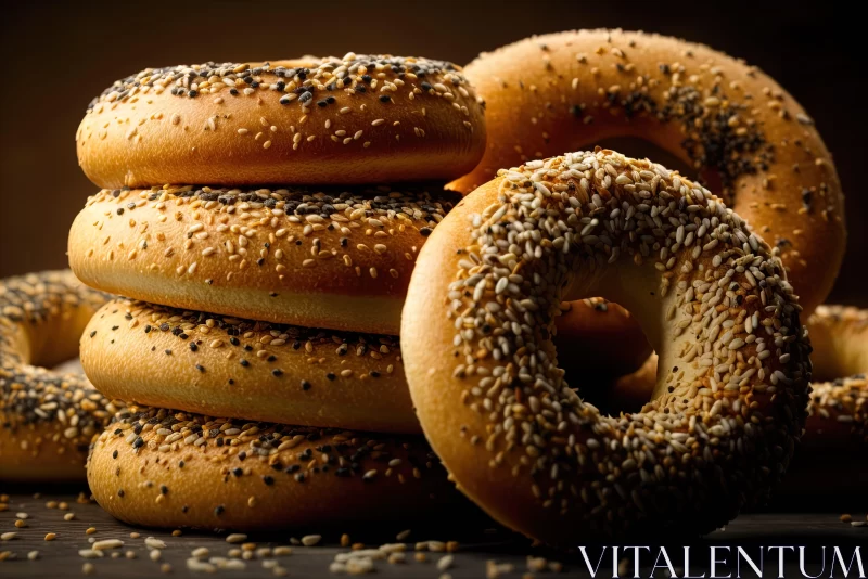Captivating Still Life of Sesame Seed Bagels AI Image