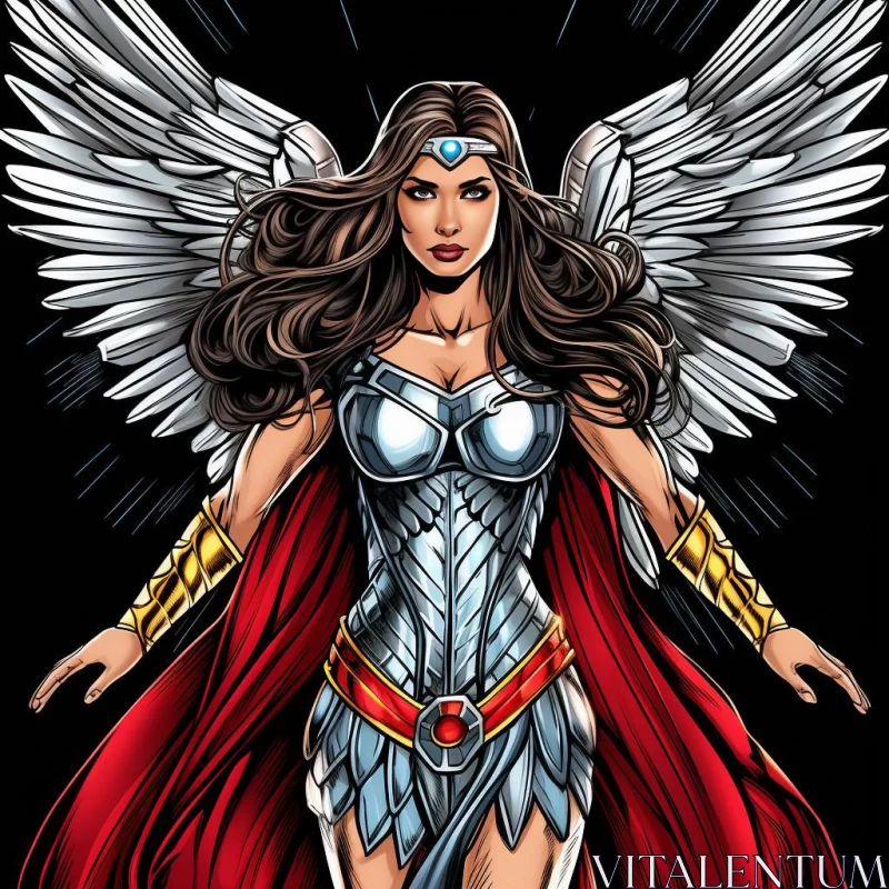 AI ART Romanesque Style DC Female Superhero with Wings - Comics Art