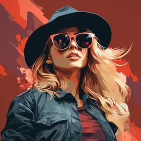 Acrylic Painting of a Woman in Sunglasses AI Image