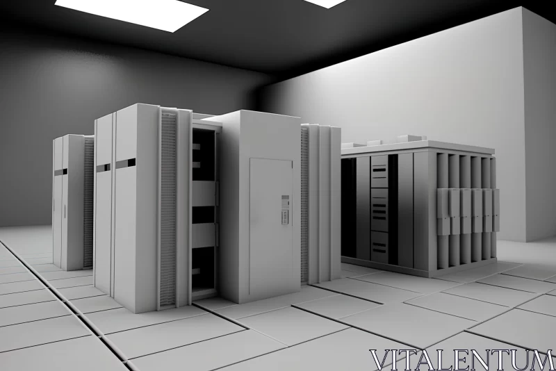 Modern Computer Servers in a White Room AI Image
