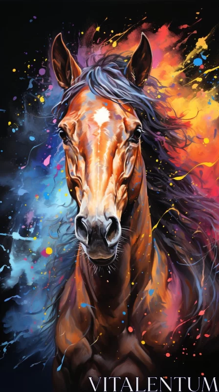 Colorful Horse Painting: A Blend of Realistic and Fantastical AI Image