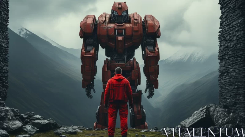 AI ART Man Riding Giant Robot: An Epic Cinematic Composition