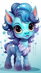 Adorable Blue Pony in Poodlepunk Style - Digital Art AI Image