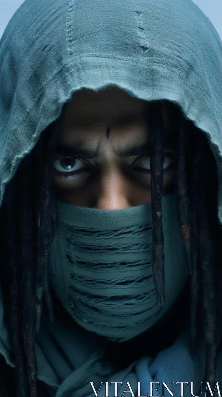 Masked Man with Dreadlocks in Piratepunk Style AI Image