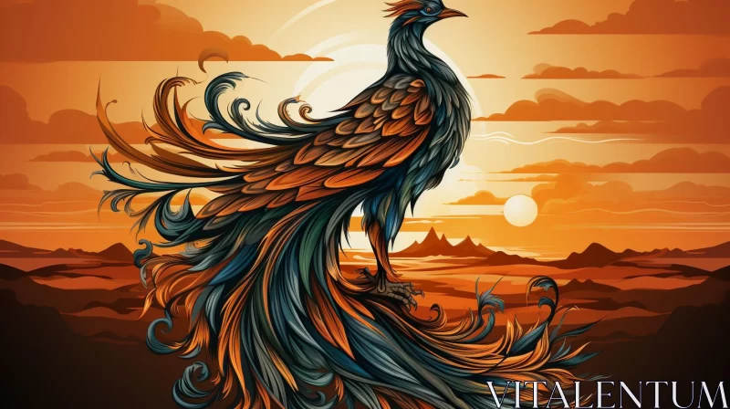 Nature-Inspired Art Nouveau Peacock Illustration AI Image