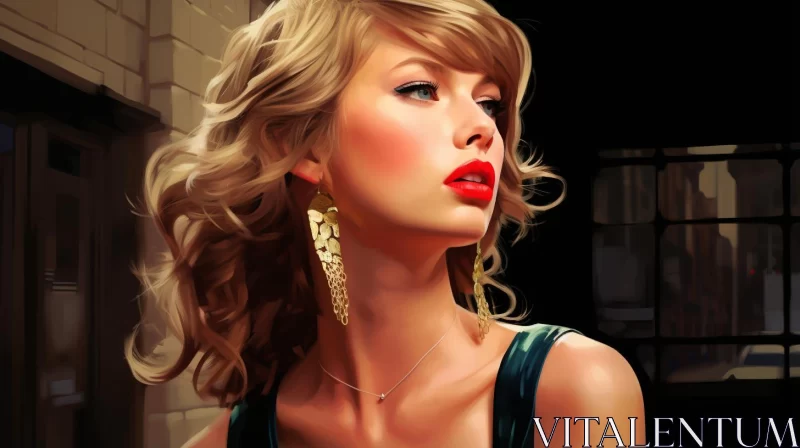 Glossy Realistic Speedpainting of a Taylor Swift Inspired Portrait AI Image