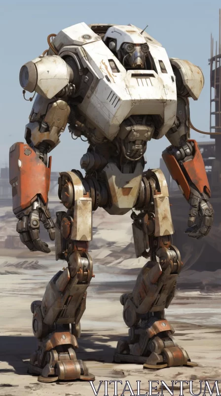 Large Robot in a Desert: A Detailed and Realistic Representation AI Image