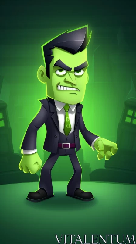 Zombist in Business Suit: A 2D Game Art Character Design AI Image