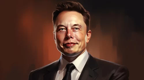Artistic Portrait of Elon Musk, Tesla Founder in Cartoony Style AI Image