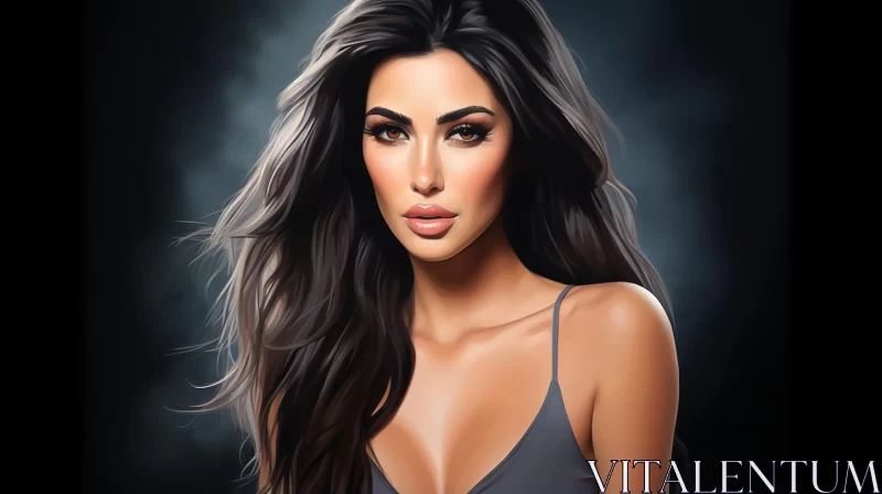 Captivating Digital Artwork of Woman in Cartoon Realism Style AI Image