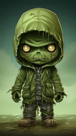 Cute Little Zombie in Hood - Pop Culture and Apocalyptic Art AI Image