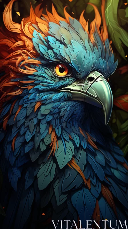 Blue Eagle Illustration in 2D Game Art Style AI Image