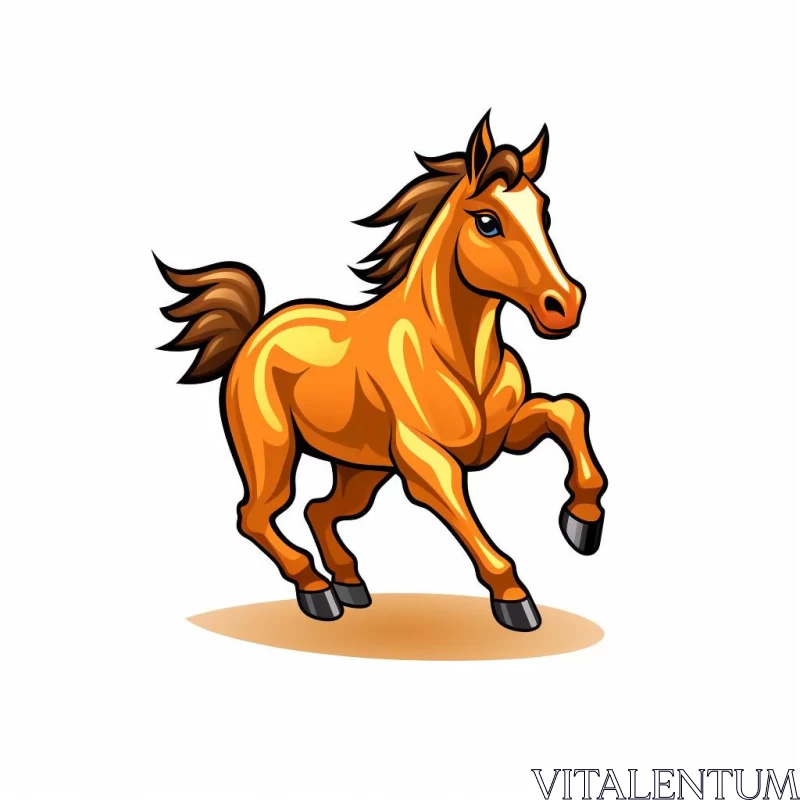 Cartoon Horse Icon in Light Orange and Gold AI Image