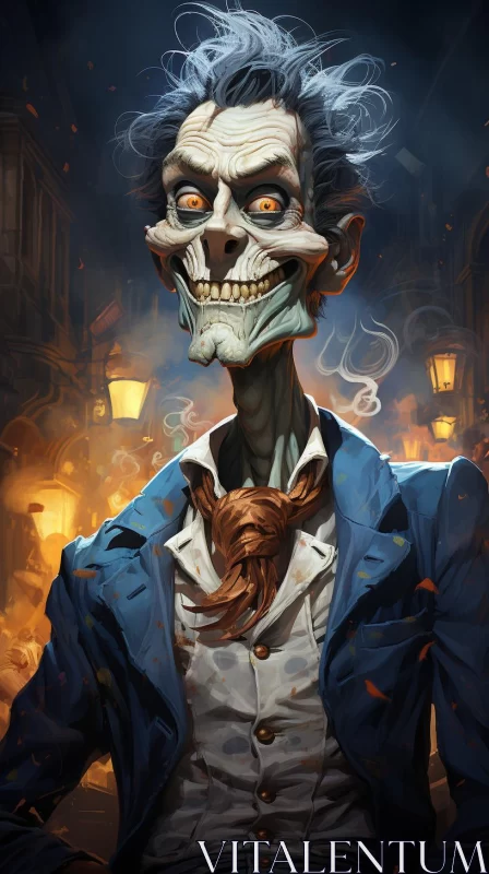 Fantasy Realism Skeleton in Suit Illustration AI Image