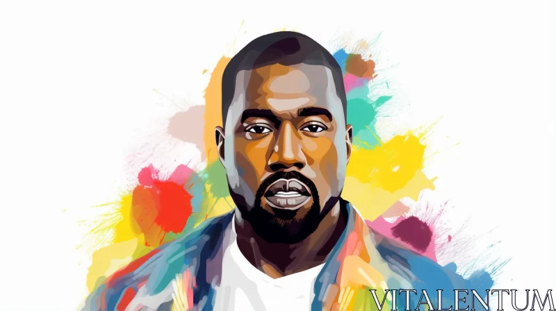 Kanye West in Rainbow Colors: A Pop Art Illustration AI Image