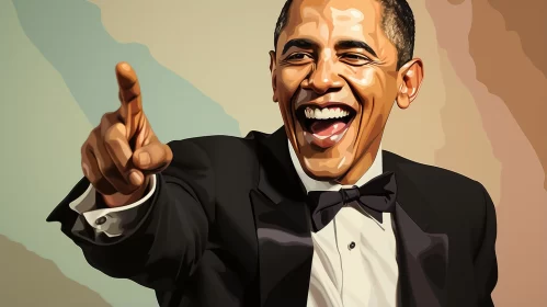 Satirical Illustration of Barack Obama: Joyful and Optimistic AI Image
