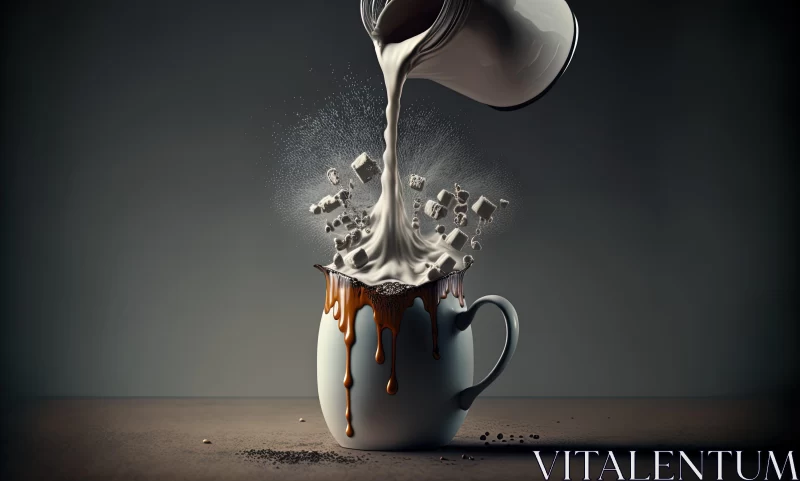 Surreal Coffee Spill - An Exploration of the Ordinary in Extraordinary Style AI Image