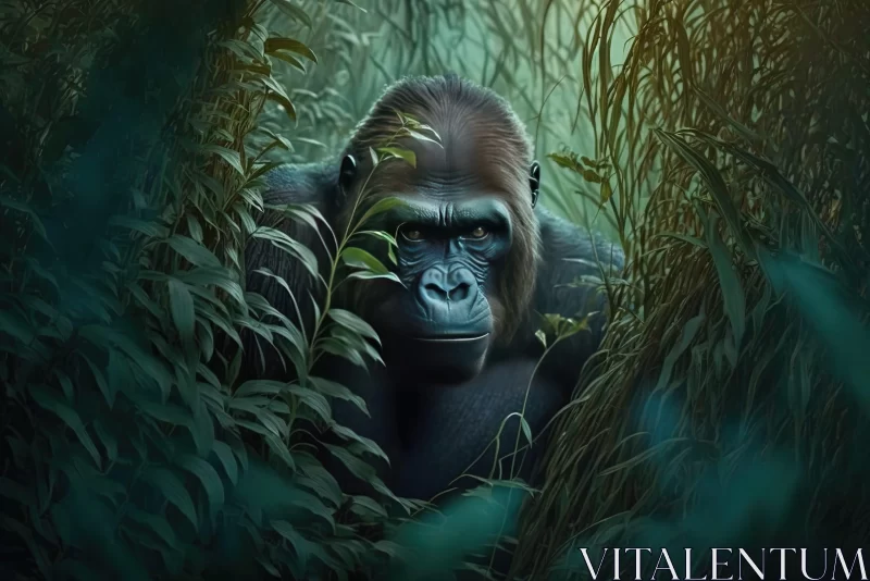 Charming Gorilla Portraiture in Jungle - Ivory Coast Art AI Image