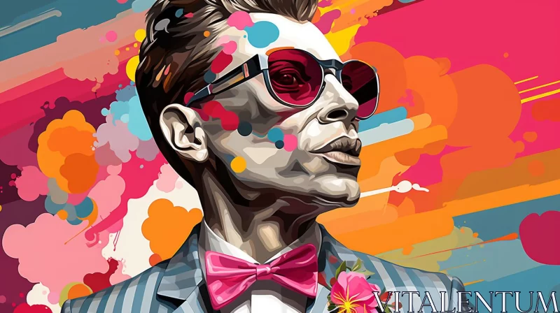 AI ART Colorful Neo-Pop Portrait of a Man with Sunglasses