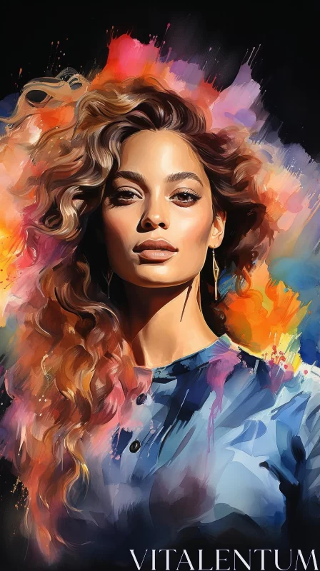 AI ART Artistic Colorful Portrait of Beyonce