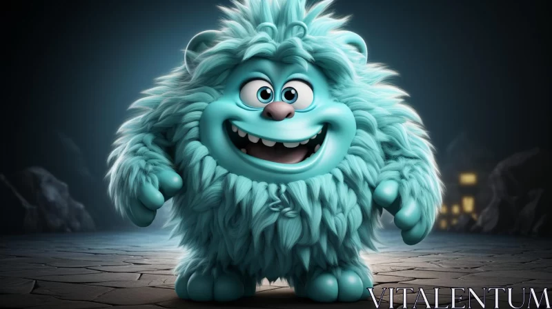 AI ART Charming Blue Furry Troll - A Playful Character Design