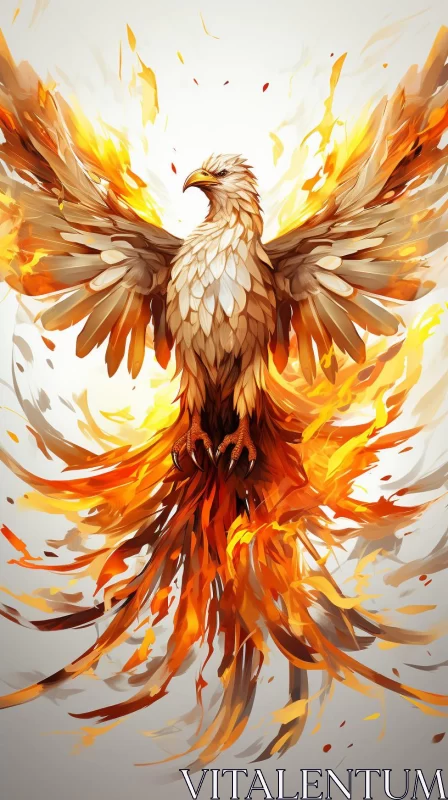 Fiery Phoenix in Rage - Aggressive Digital Illustration in Bird Art AI Image