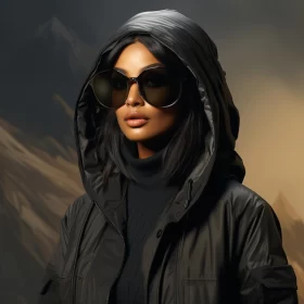 Kim Kardashian in Hip-Hop Style Amidst Himalayan Backdrop AI Image