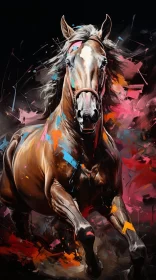 Abstract Color Splash Horse Painting AI Image