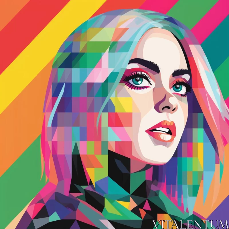 Colorful Pop-Art Inspired Woman Portrait AI Image