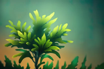 Dreamlike Illustration of Abstract Plant in 2D Game Art AI Image