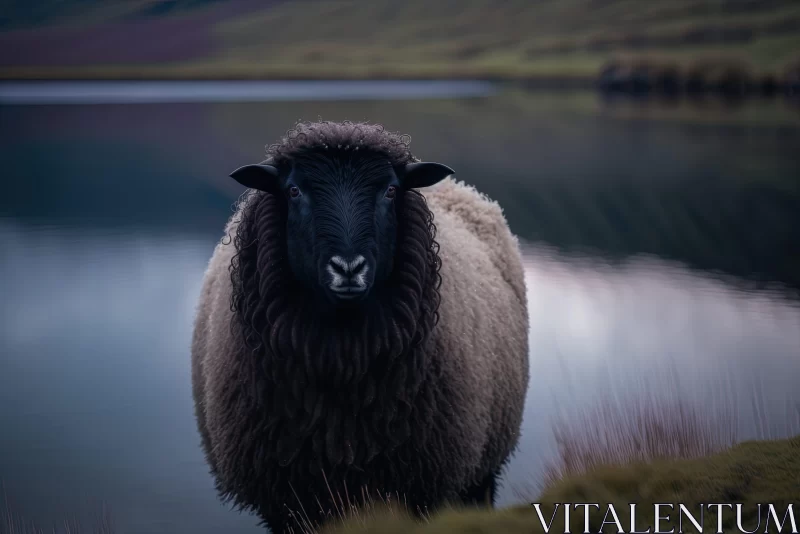 Moody Colored Black Sheep by Calm Lake AI Image