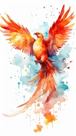 Phoenix Bird Watercolor Painting: Absurdism Meets Aurorapunk AI Image