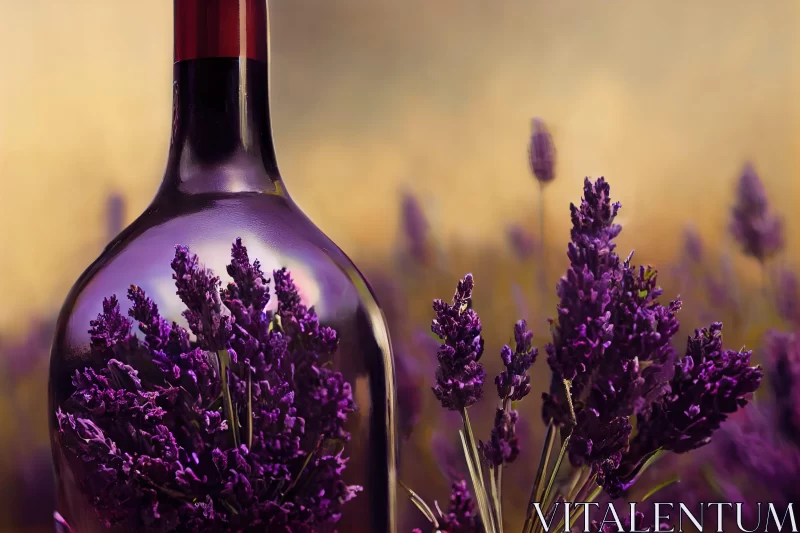 Romantic Summer Field with Lavender in a Bottle AI Image
