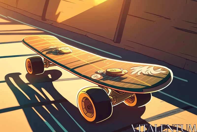 Sunset Skateboard Scene - Concept Art Illustration AI Image