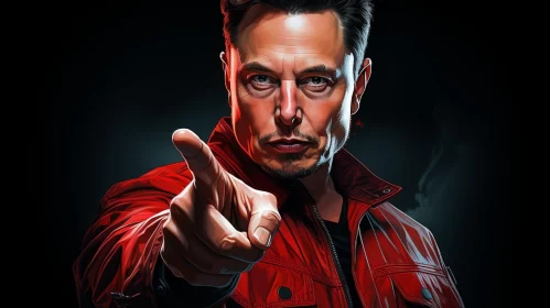 Elon Musk in Red Jacket: A Realistic Portrait AI Image